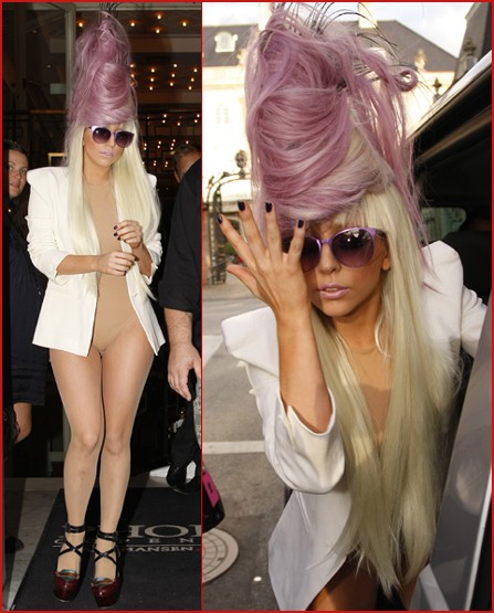 Lady Gaga nude purple hair